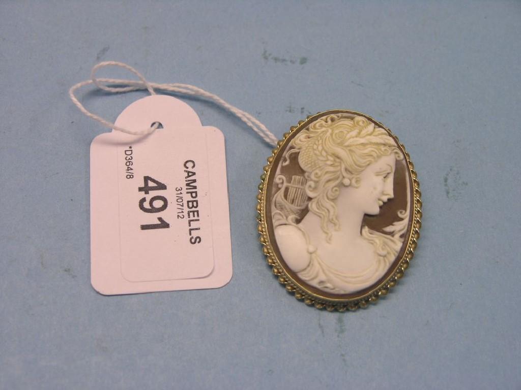 Appraisal: A ct gold cameo brooch portrait bust of a female