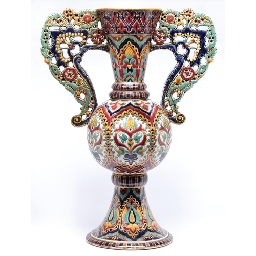 Appraisal: A Zsolnay vase late th c of Persian inspiration decorated