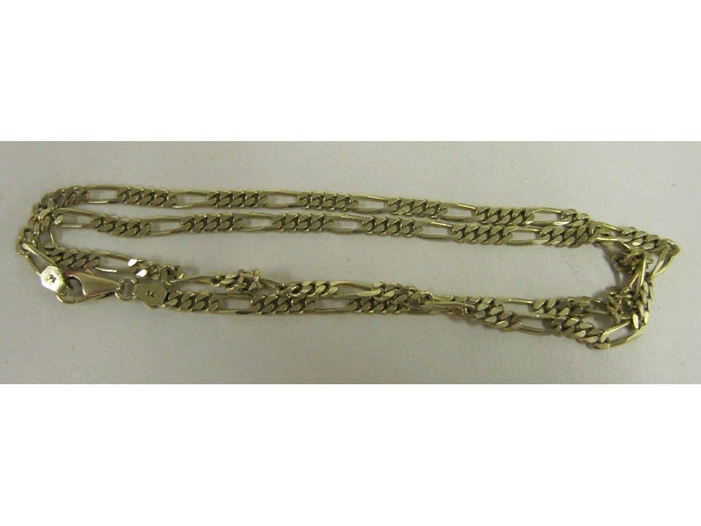 Appraisal: Fourteen carat gold figaro link neckchain Approx gms