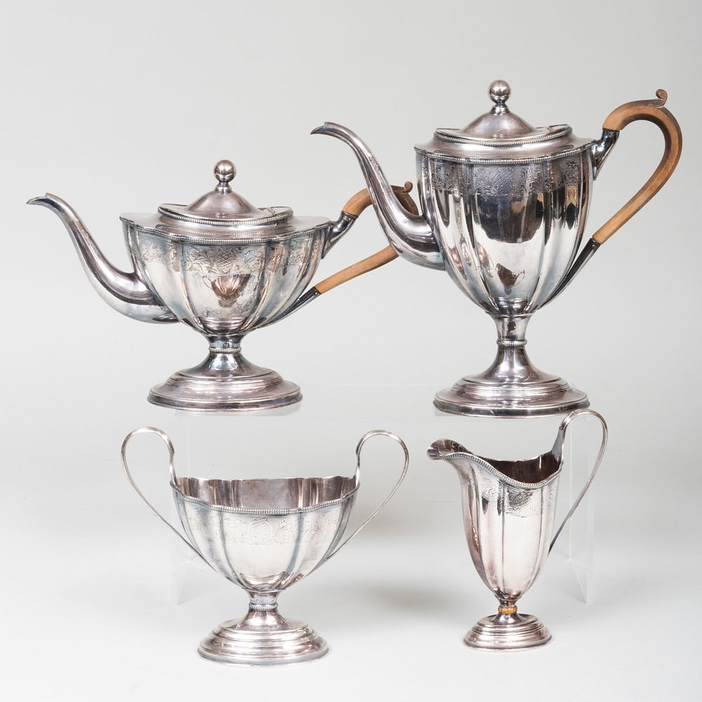 Appraisal: Silver Plate Silver Four-Piece Tea and Coffee Service Comprising A