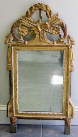 Appraisal: Antique French Carved and Gilded Hall Mirror From a Hastings