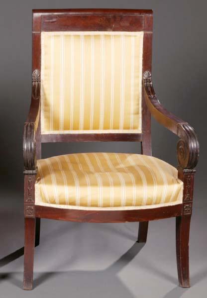 Appraisal: LATE CLASSICAL ARMCHAIR Probably France nd quarter- th century mahogany