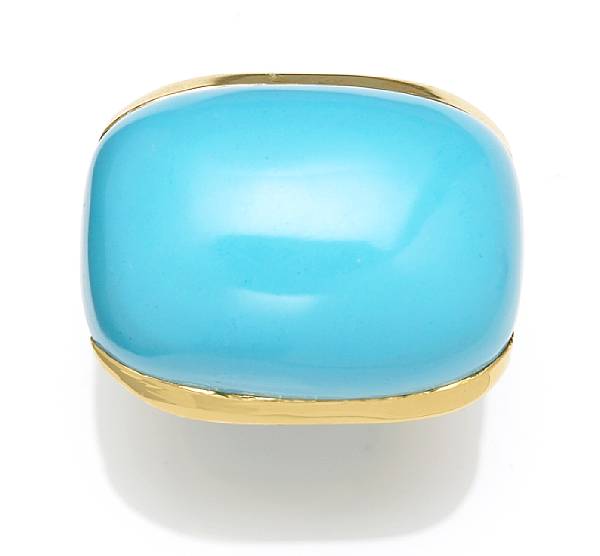 Appraisal: A synthetic turquoise ring Kara Ross mounted in eighteen karat