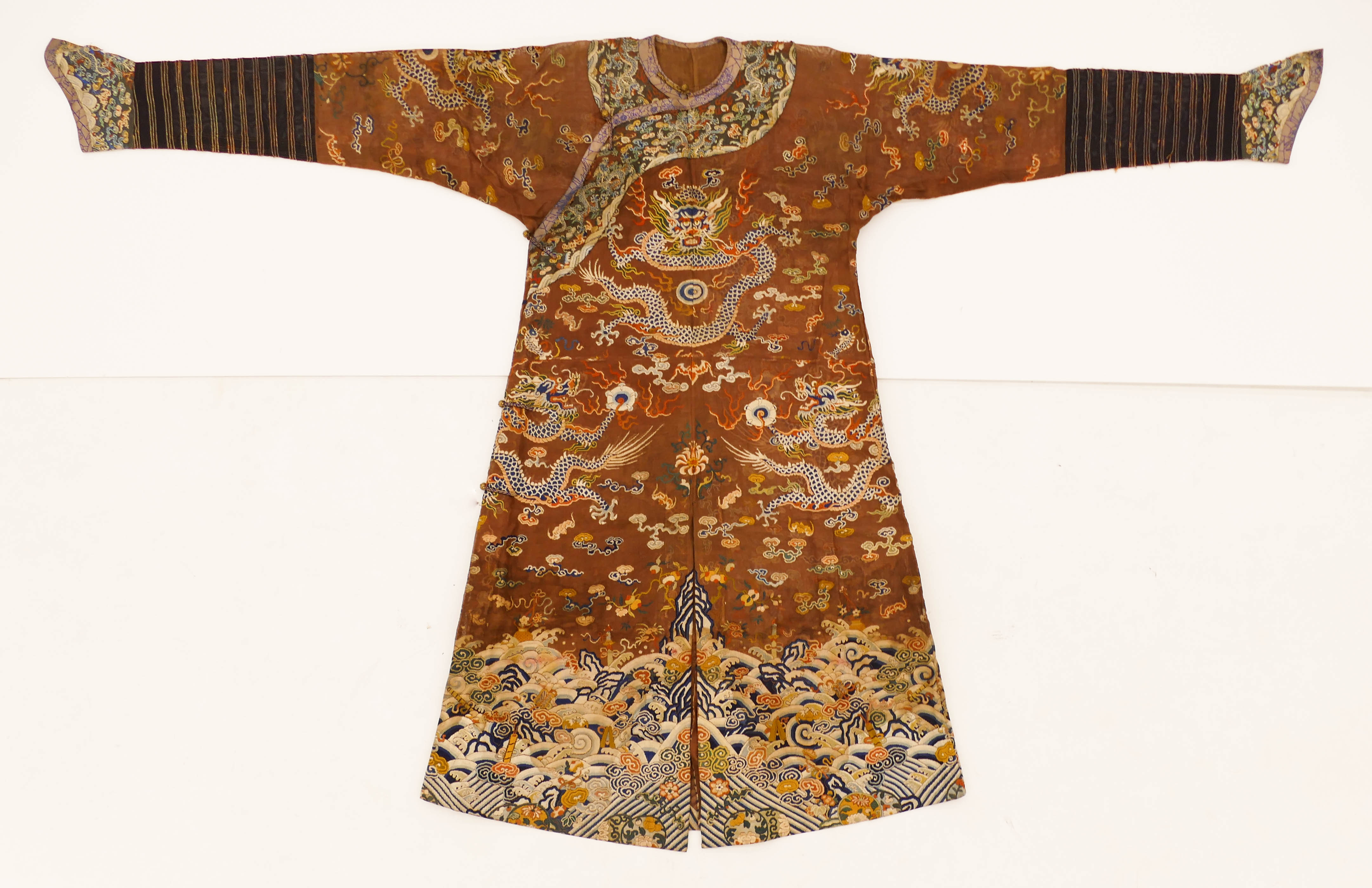 Appraisal: Chinese Qing Imperial Dragon Summer Robe ''x '' Polychrome silk