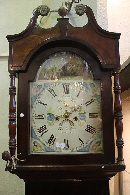 Appraisal: A TH CENTURY OAK AND MAHOGANY LONGCASE CLOCK having an