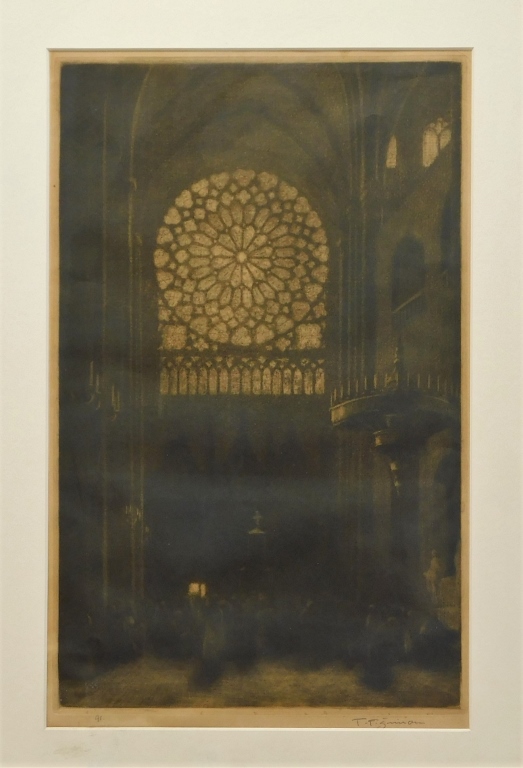 Appraisal: TAVIK FRANTISEK SIMON NOTRE DAME INTERIOR ETCHING Czech Republic United