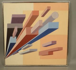 Appraisal: SCHWARZCHILD Modern Op Art Oil Painting Geometri SCHWARZCHILD Modern Op