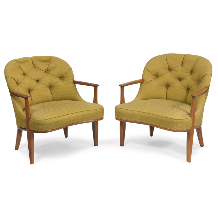 Appraisal: Edward Wormley Janus Collection chairs pair by Dunbar mahogany original