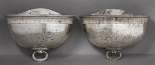 Appraisal: Pair of Silverplated Wall Planters th c conve Pair of