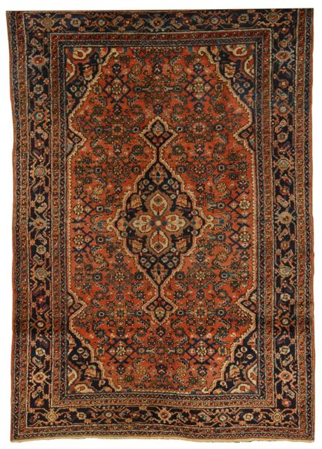 Appraisal: ORIENTAL RUG HAMADAN ' x ' Central midnight blue pendant