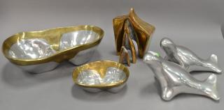 Appraisal: Fivepiece lot to include two heavy modern brass and polished