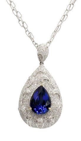 Appraisal: Estate kt white gold pendant necklace Orianne Collins brilliant-cut pear-shaped