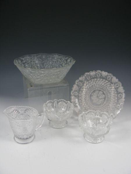 Appraisal: Collection of Pattern Sandwich Style Glass including floral pattern serving