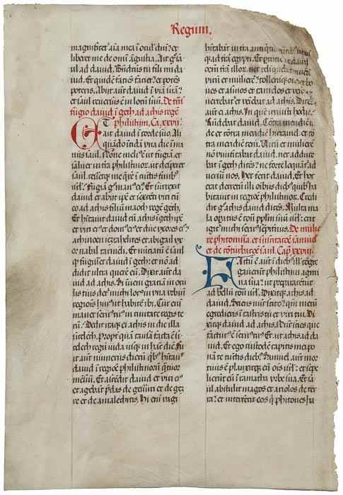 Appraisal: Bible Latin Single leaf from Kings ch - manuscript in