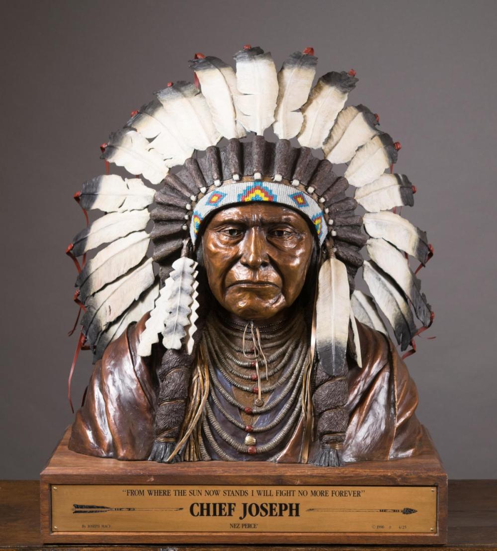 Appraisal: JOSEPH W MACY OREGON TH C BRONZE BUST Chief Joseph