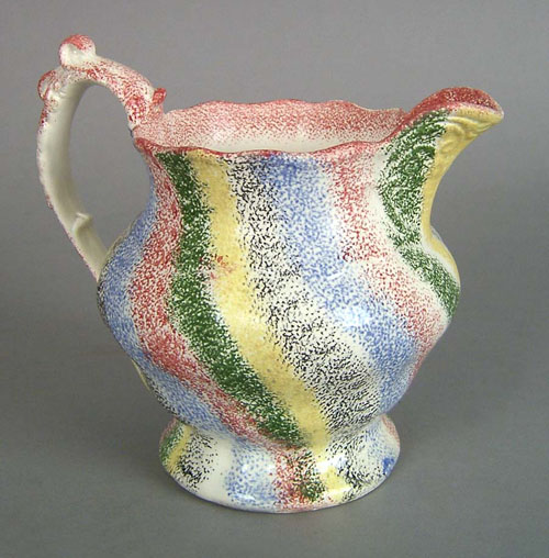 Appraisal: Five color rainbow spatter pitcher th c h