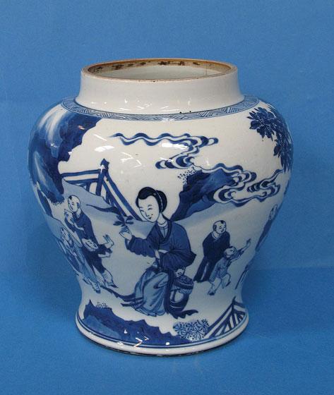 Appraisal: A CHINESE BLUE AND WHITE VASE of baluster form decorated