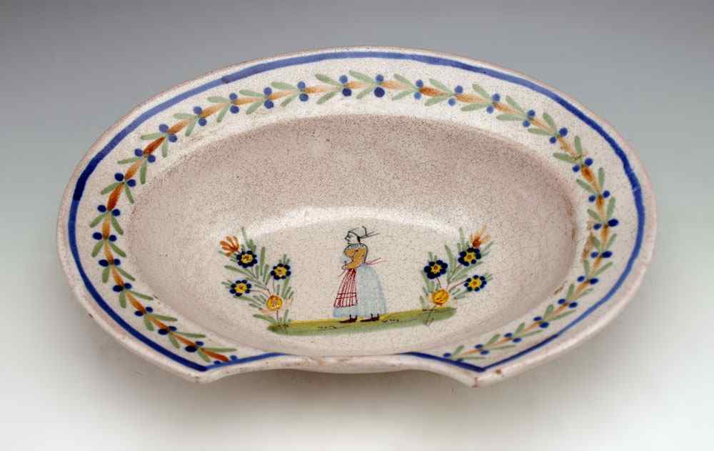 Appraisal: MALICORNE Pbx FRENCH FAIENCE SHAVING BOWL Pouplard - Beatrix factory