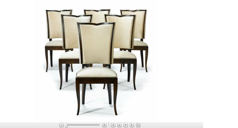 Appraisal: Set of six French stained beech dining chairs The fan