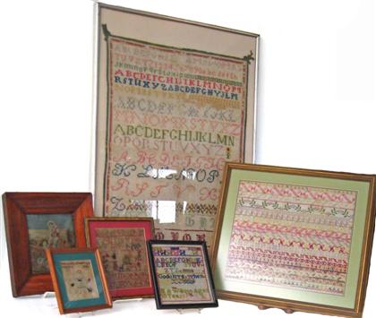 Appraisal: Group of woolworked samplers and picturescontinental th century