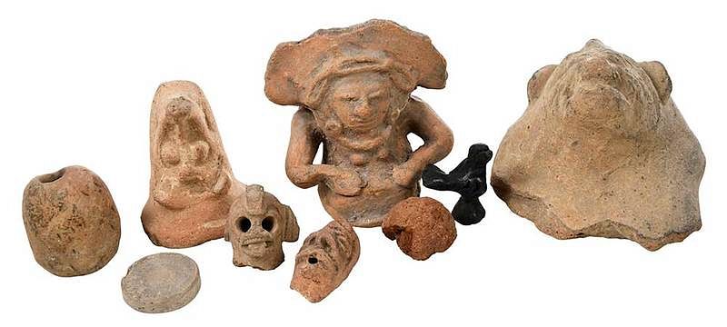 Appraisal: Group of Earthenware Fragments and Figures possibly pre-Columbian three large