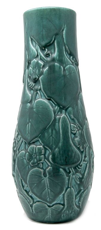 Appraisal: Rookwood Gourd And Floral Vase Rookwood Tall Modeled Height in