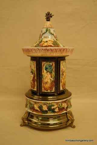 Appraisal: Reuge Capodimonte Musical Carousel Lipstick HolderIs a beautiful vintage R