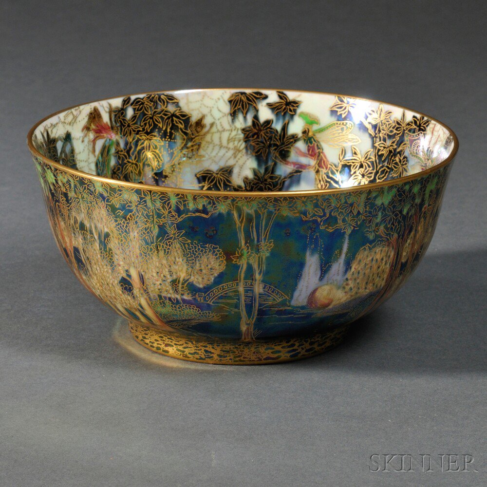 Appraisal: Wedgwood Fairyland Lustre Woodland Bridge Imperial Bowl England c pattern