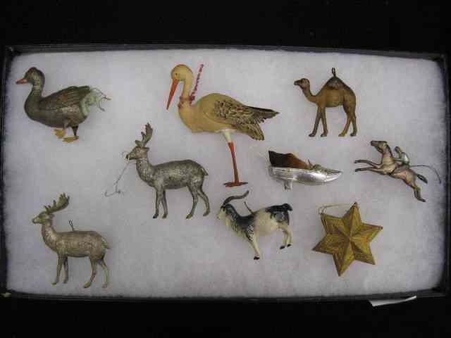 Appraisal: Victorian Dresden Paper Christmas Ornaments includes horse jockey stork camel