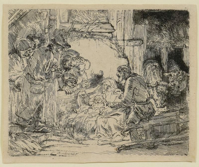 Appraisal: Rembrandt Etching Adoration of the Shepherds Rembrandt H Van Rijn