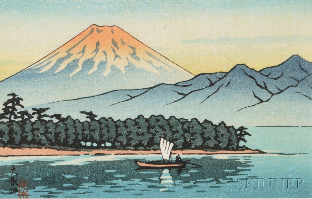 Appraisal: Kawase Hasui - Postcard Print Japan th century depicting Mt