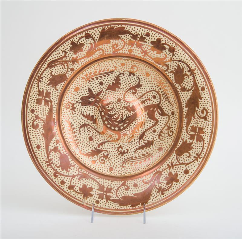 Appraisal: HISPANO-MORESQUE COPPER LUSTRE CHARGER th century in Estimate -