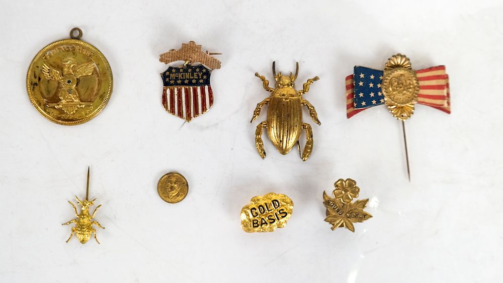 Appraisal: William McKinley Pinback Button and Gold Bug Lot William McKinley