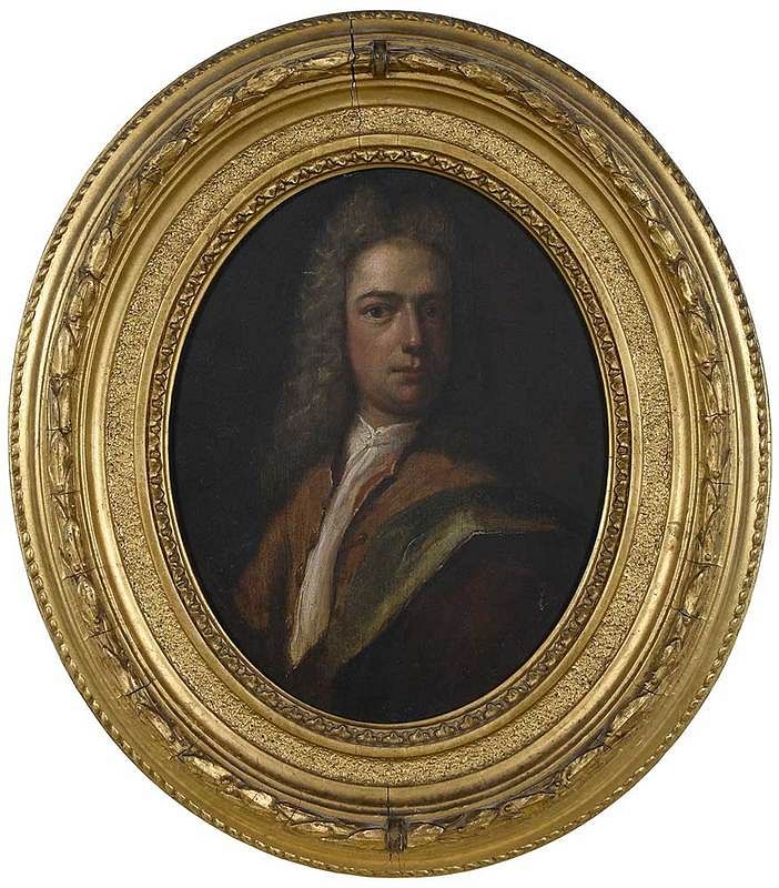 Appraisal: Follower of Sir Godfrey Kneller British Cabinet Portrait of a