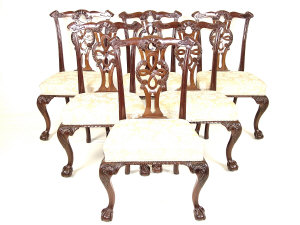 Appraisal: Six Chippendale style mahogany dining chairs th century the acanthus