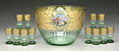 Appraisal: Large bowl matching tumblers large bowl with fine intaglio decoration