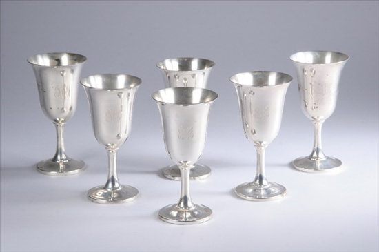 Appraisal: TWELVE WALLACE STERLING GOBLETS Trumpet foot flaring form monogramed -