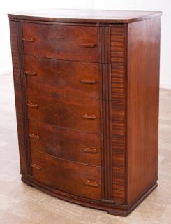 Appraisal: Art Deco Mahogany Chest of Drawers Art Deco mahogany five