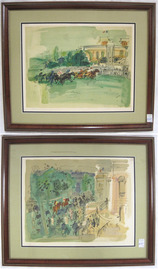 Appraisal: PAIR OF LIMITED EDITION COLOR LITHOGRAPHS a Paris street scenes