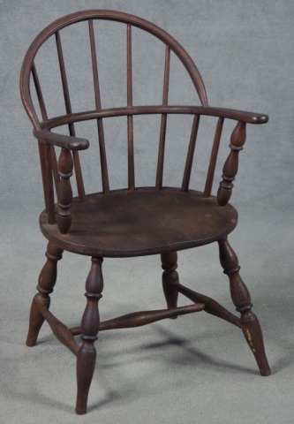 Appraisal: Child's Windsor Arm ChairCirca With five-spindle back With signs of