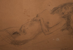 Appraisal: Sir Jacob Epstein - - Reclining female nude pencil on