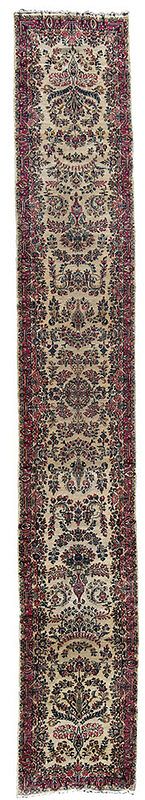 Appraisal: Kerman Runner Persia mid th century white field pink blue