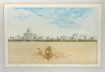 Appraisal: Biscayne' lithographic print by Frank Martin framed signed titled and