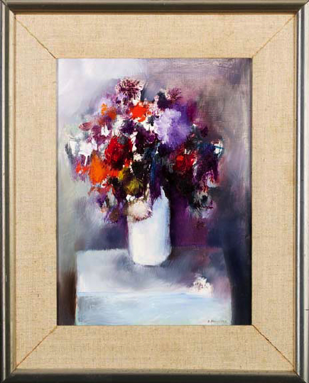 Appraisal: William Hoey American Texas - Bouquet of Flowers oil on