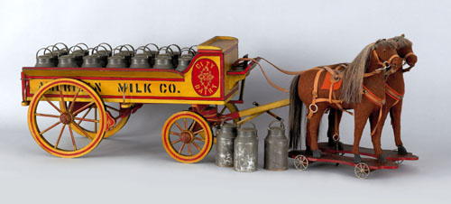 Appraisal: Painted horse-drawn milk wagon display model th c retaining its