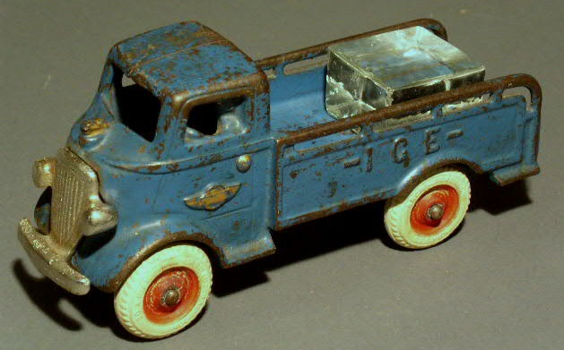 Appraisal: Cast iron toy ice truck by Arcade blue paint decoration