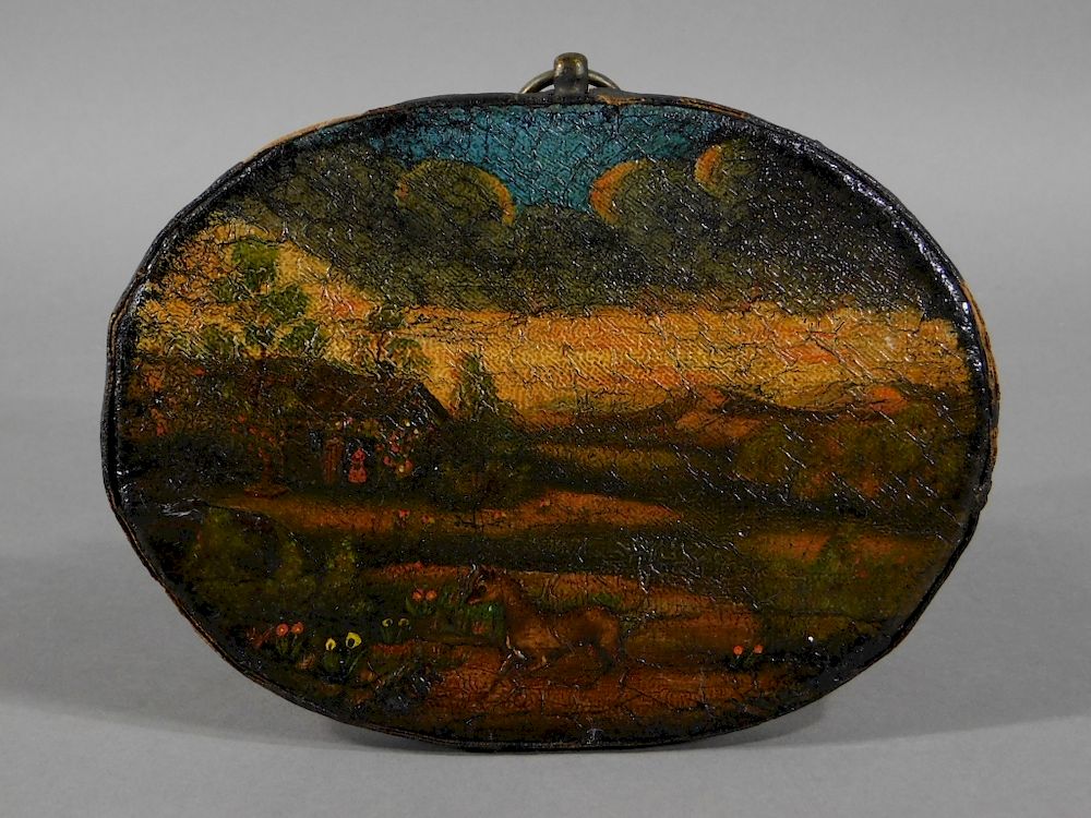 Appraisal: C American Folk Art Miniature Landscape Painting United States Early