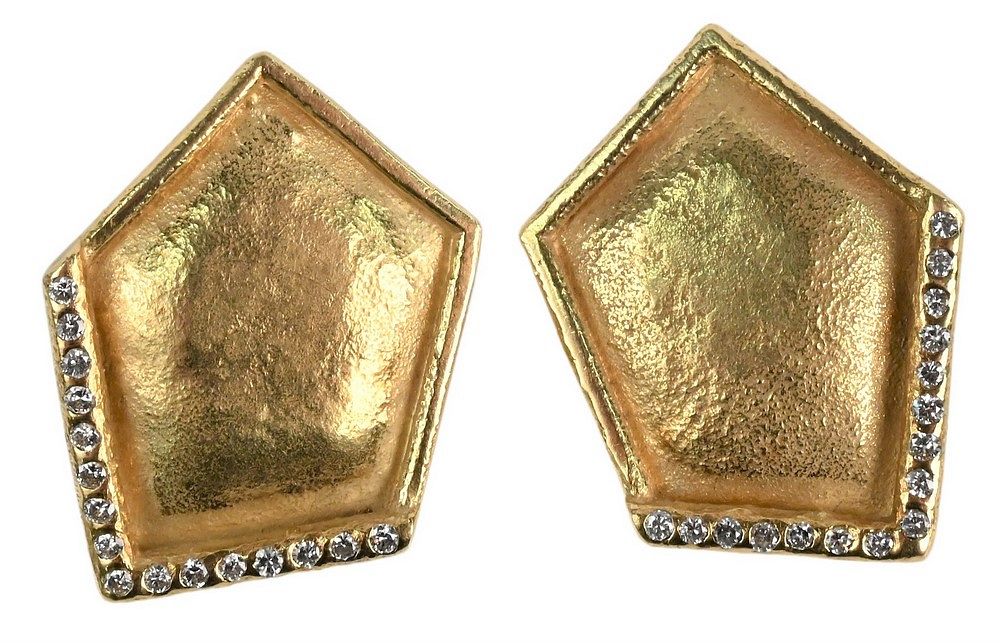 Appraisal: Pair of Karat Gold Daniel Vettori Earrings having diamonds each