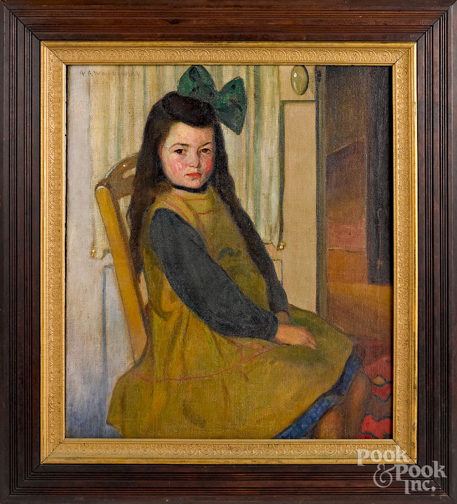 Appraisal: Abel Warshawsky oil on canvas portrait of a girl Abel