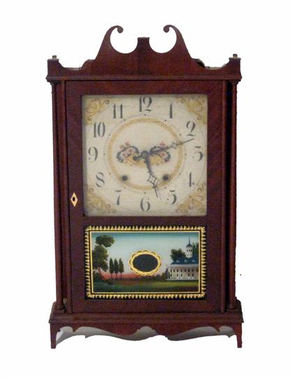 Appraisal: Federal mahogany pillar and scroll shelf clock Of typical form